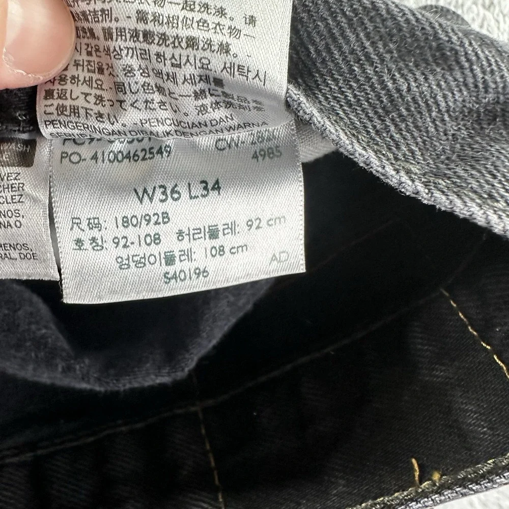 Levi 501 Jeans Mens 36x34 (33x29) Black Button Fly Classic‎ Straight Fade